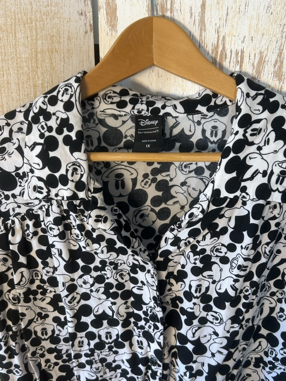 Her Universe Black and White Mickey Mouse Tie-Front Button Down - Picture 2 of 10